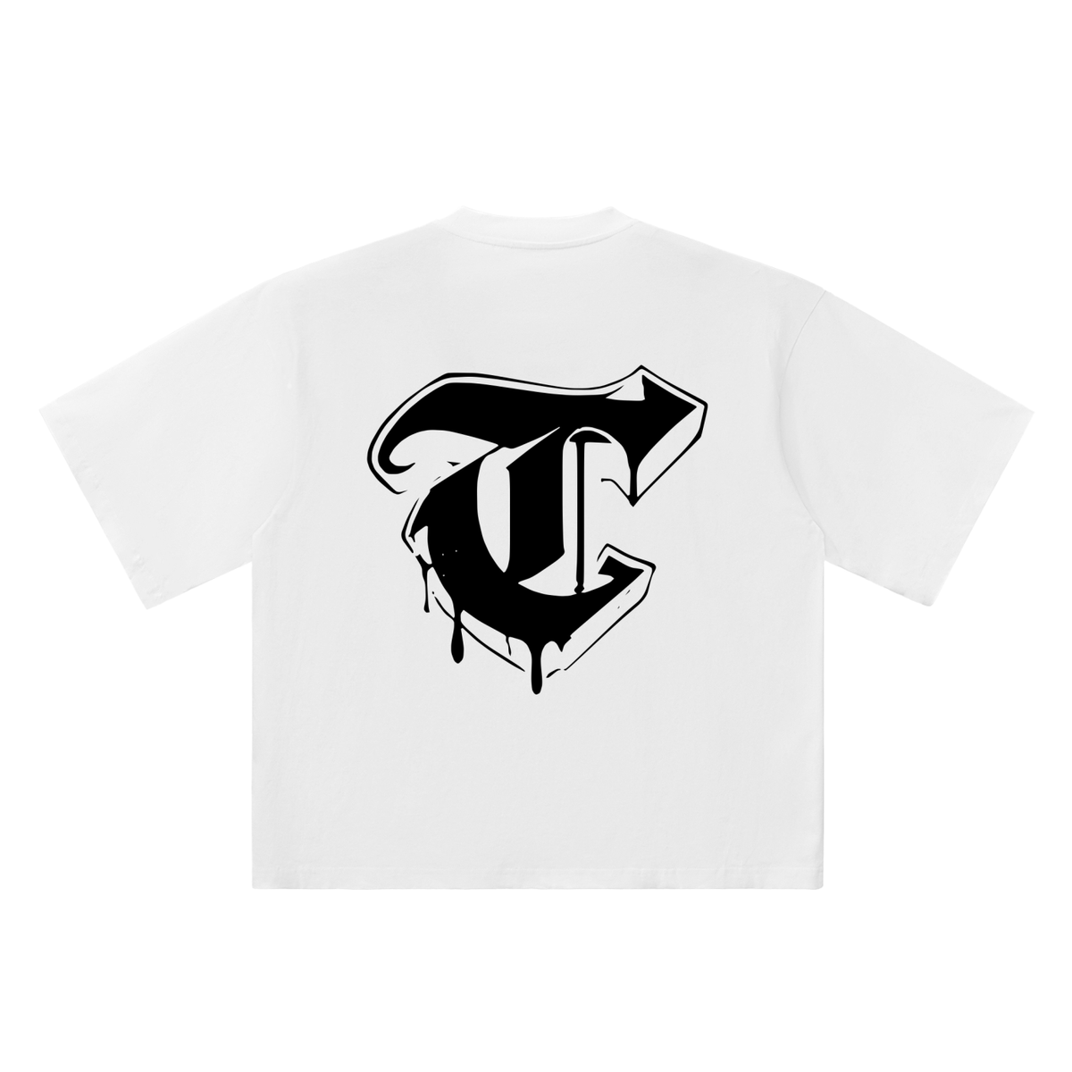 T Old English Street Ink white oversized T-shirt, 250 gsm, back graphic