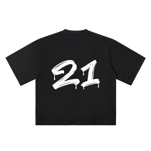 Number 21 Marker Flow black oversized T-shirt, 250 gsm, back graphic