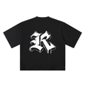 K Old English Street Ink black oversized T-shirt, 250 gsm, back graphic