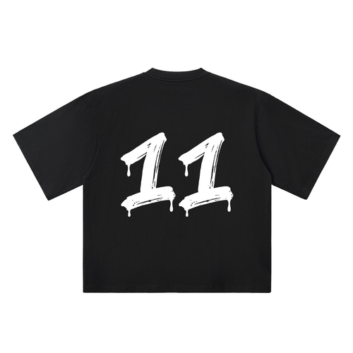 Number 11 Marker Flow black oversized T-shirt, 250 gsm, back graphic
