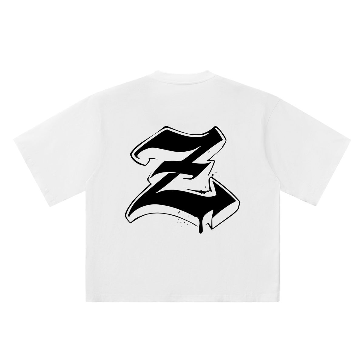 Z Old English Street Ink white oversized T-shirt, 250 gsm, back graphic