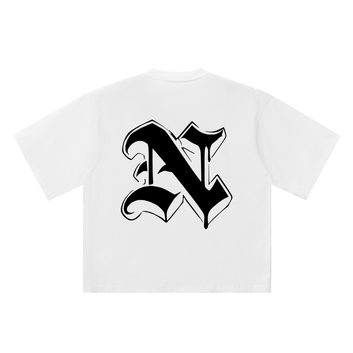 N Old English Street Ink white oversized T-shirt, 250 gsm, back graphic