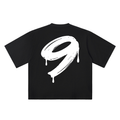 Number 9 Marker Flow black oversized T-shirt, 250 gsm, back graphic