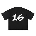 Number 16 Marker Flow black oversized T-shirt, 250 gsm, back graphic
