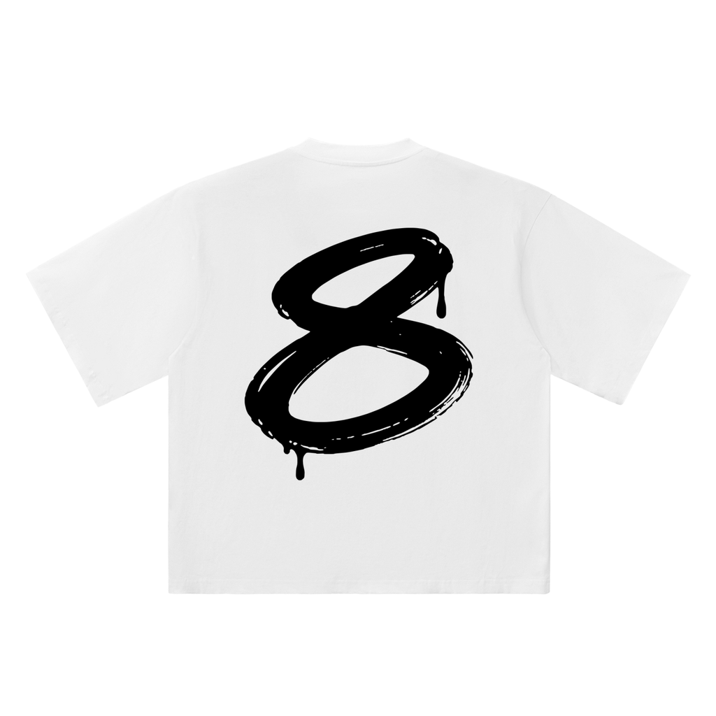 Number 8 Marker Flow white oversized T-shirt, 250 gsm, back graphic