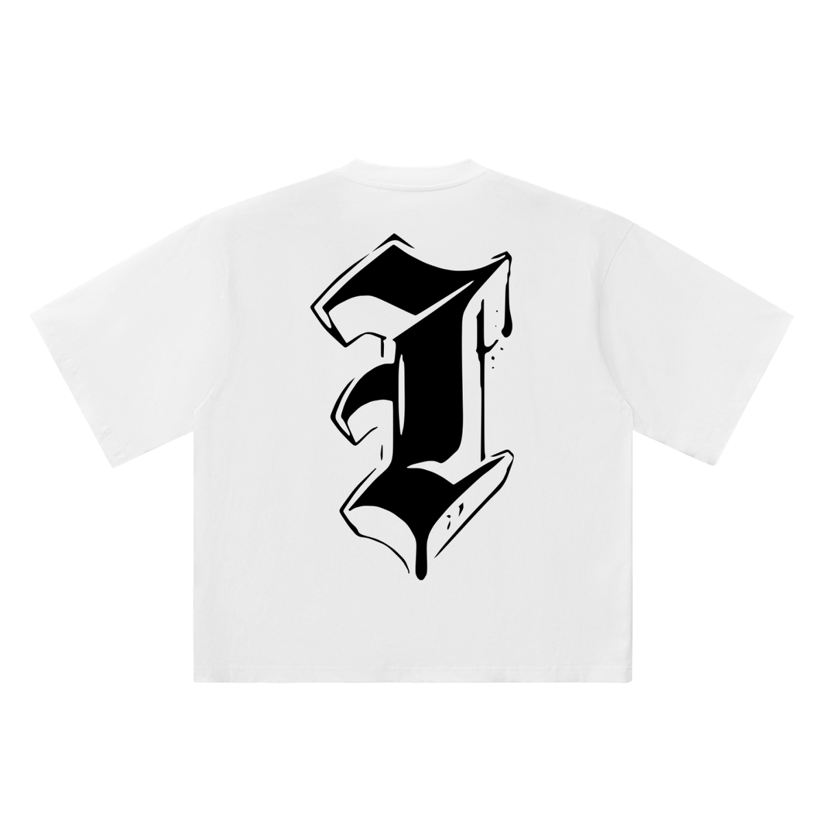 I Old English Street Ink white oversized T-shirt, 250 gsm, back graphic