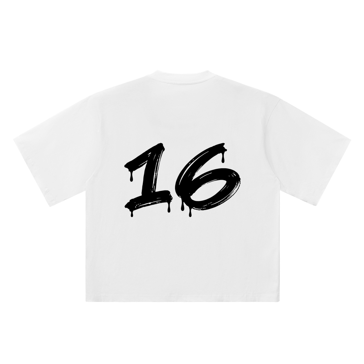 Number 16 Marker Flow white oversized T-shirt, 250 gsm, back graphic