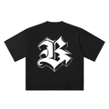 B Old English Street Ink black oversized T-shirt, 250 gsm, back graphic