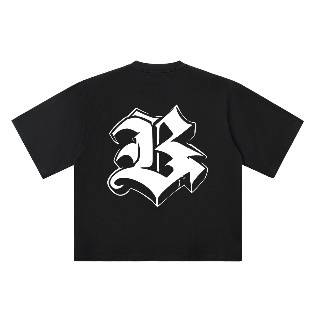 B Old English Street Ink black oversized T-shirt, 250 gsm, back graphic