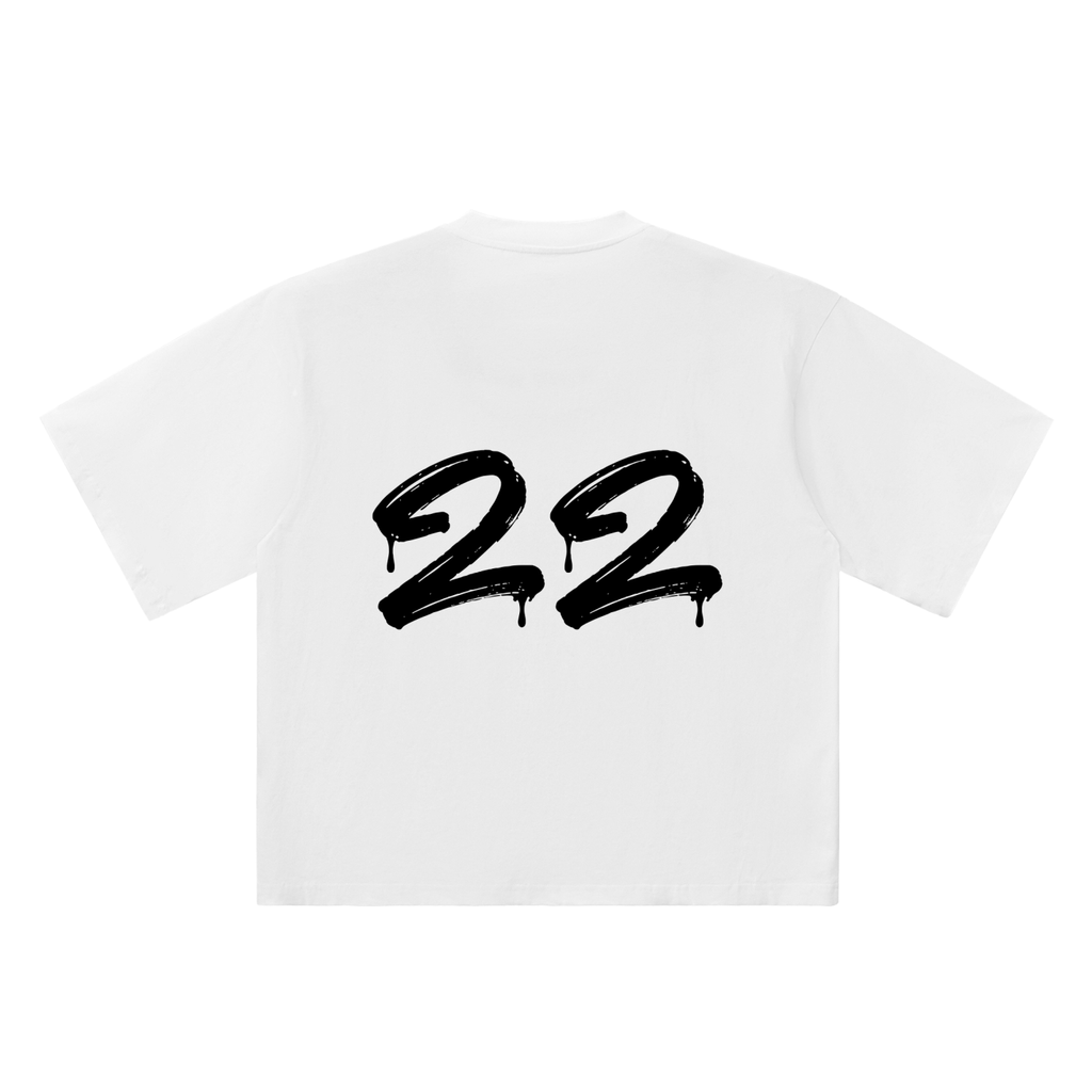 22 Marker Flow white oversized T-shirt, 250 gsm, back graphic