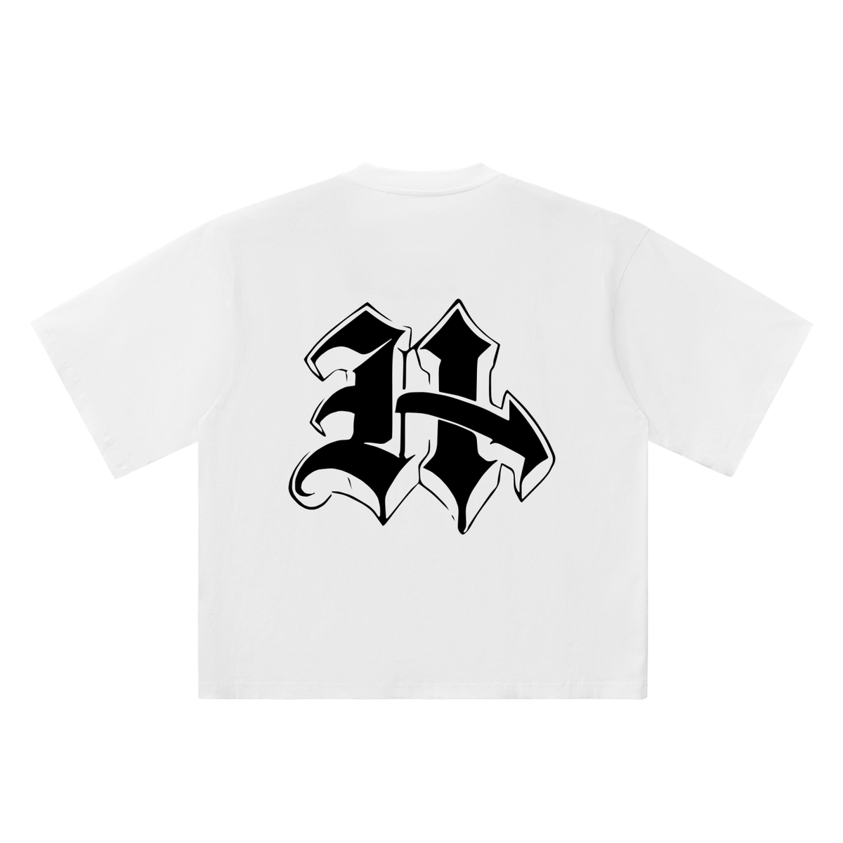 H Old English Street Ink white oversized T-shirt, 250 gsm, back graphic