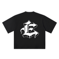 E Old English Street Ink black oversized T-shirt, 250 gsm, back graphic