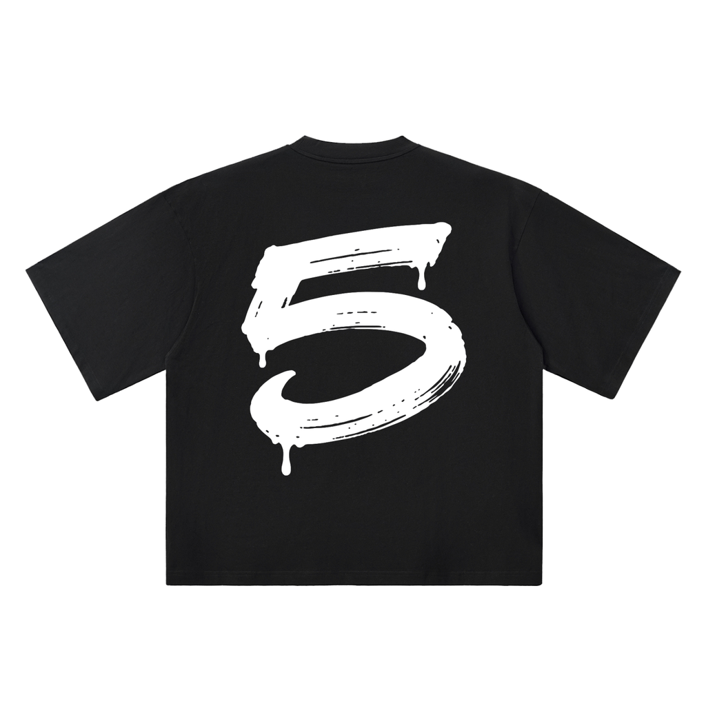Number 5 Marker Flow black oversized T-shirt, 250 gsm, back graphic