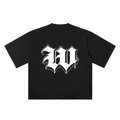 W Old English Street Ink black oversized T-shirt, 250 gsm, back graphic