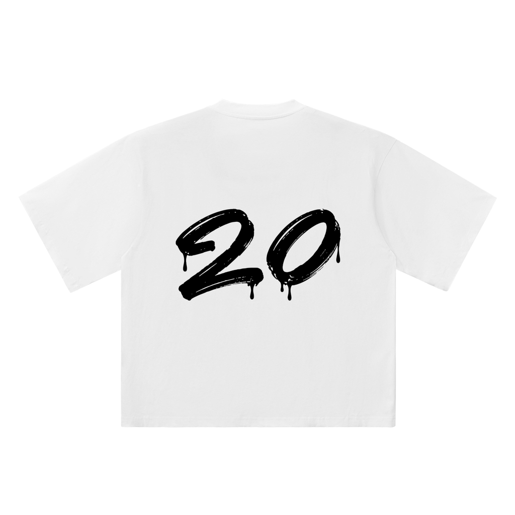 20 Marker Flow white oversized T-shirt, 250 gsm, back graphic