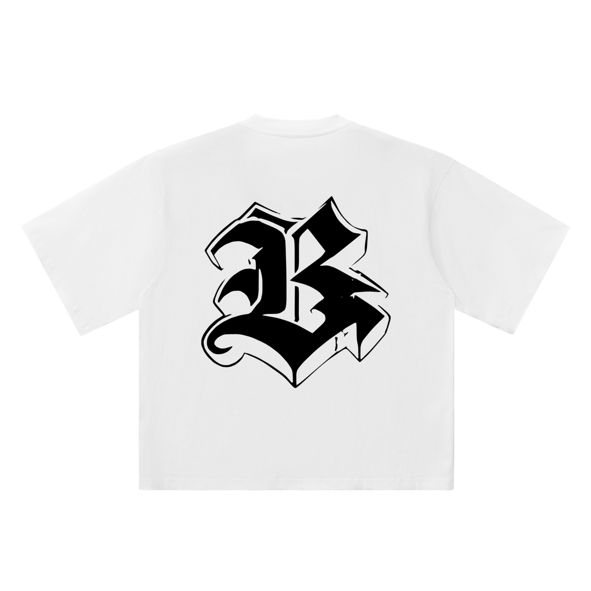 B Old English Street Ink white oversized T-shirt, 250 gsm, back graphic