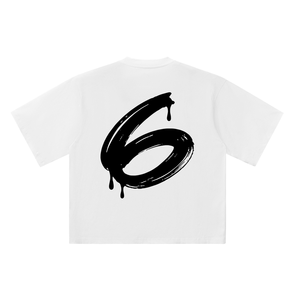 Number 6 Marker Flow white oversized T-shirt, 250 gsm, back graphic