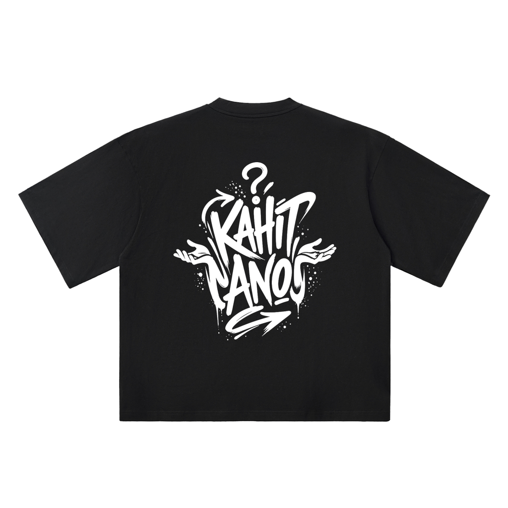 Kahit Ano black oversized T-shirt, 250 gsm, back graphic