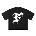 F Old English Street Ink black oversized T-shirt, 250 gsm, back graphic