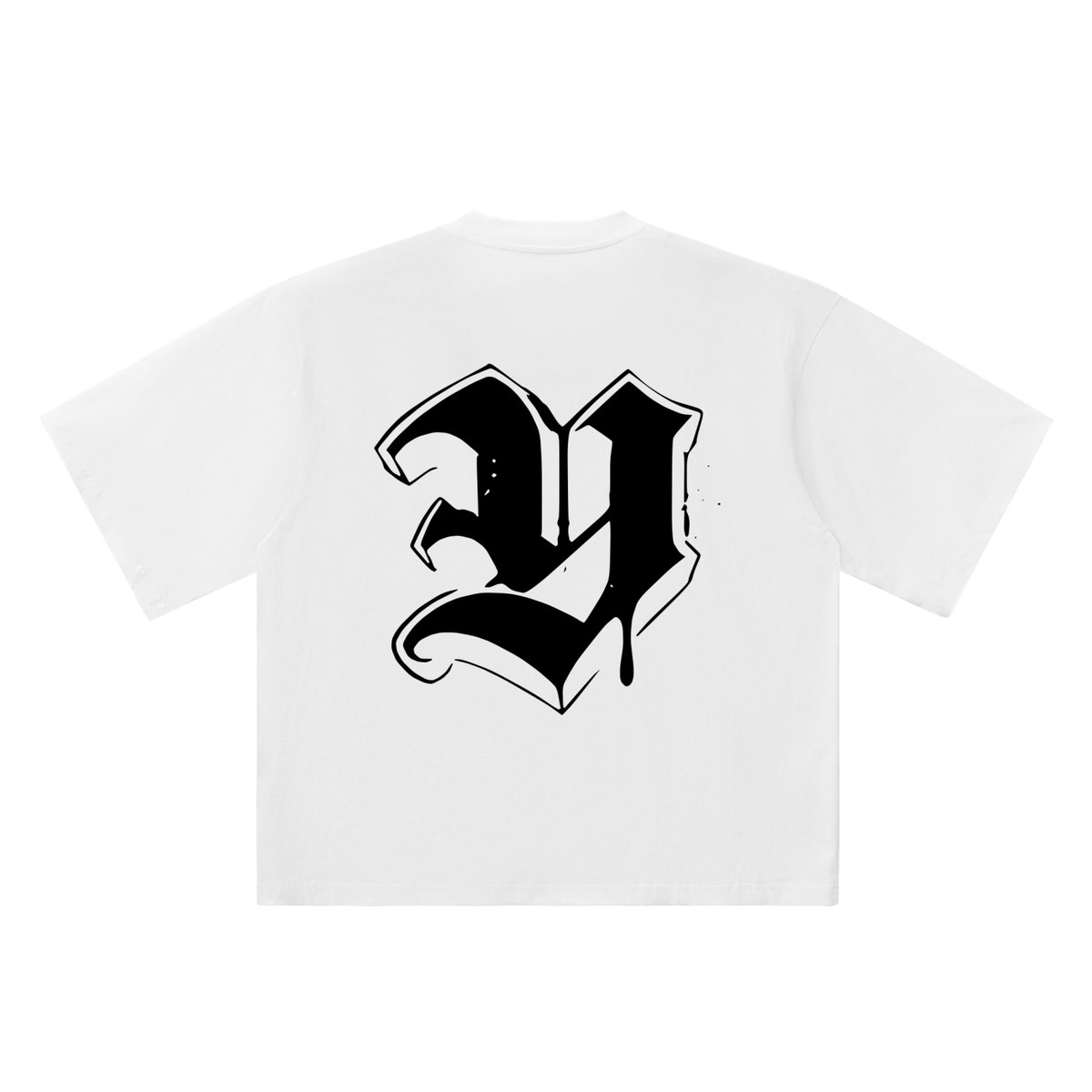 Y Old English Street Ink white oversized T-shirt, 250 gsm, back graphic