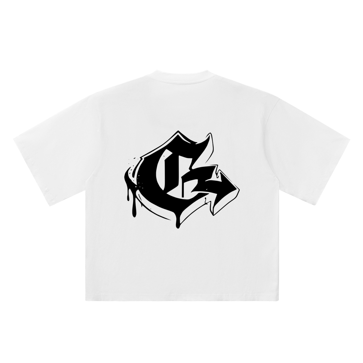 G Old English Street Ink white oversized T-shirt, 250 gsm, back graphic