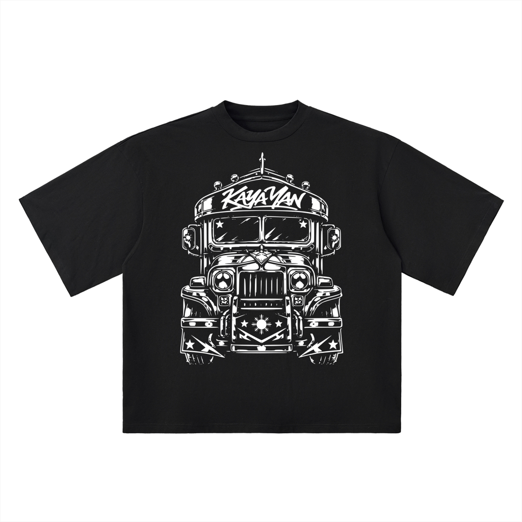 Jeepney black oversized T-shirt, 250 gsm, refined front artwork