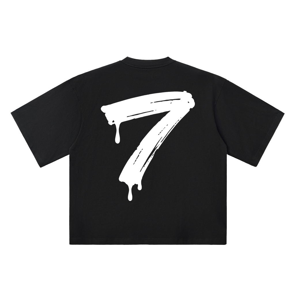 Number 7 Marker Flow black oversized T-shirt, 250 gsm, back graphic