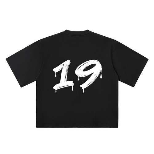 Number 19 Marker Flow black oversized T-shirt, 250 gsm, back graphic