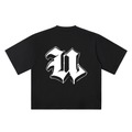 U Old English Street Ink black oversized T-shirt, 250 gsm, back graphic