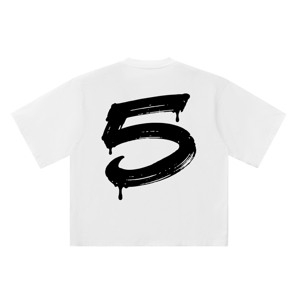 Number 5 Marker Flow white oversized T-shirt, 250 gsm, back graphic