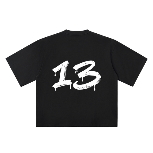 Number 13 Marker Flow black oversized T-shirt, 250 gsm, back graphic