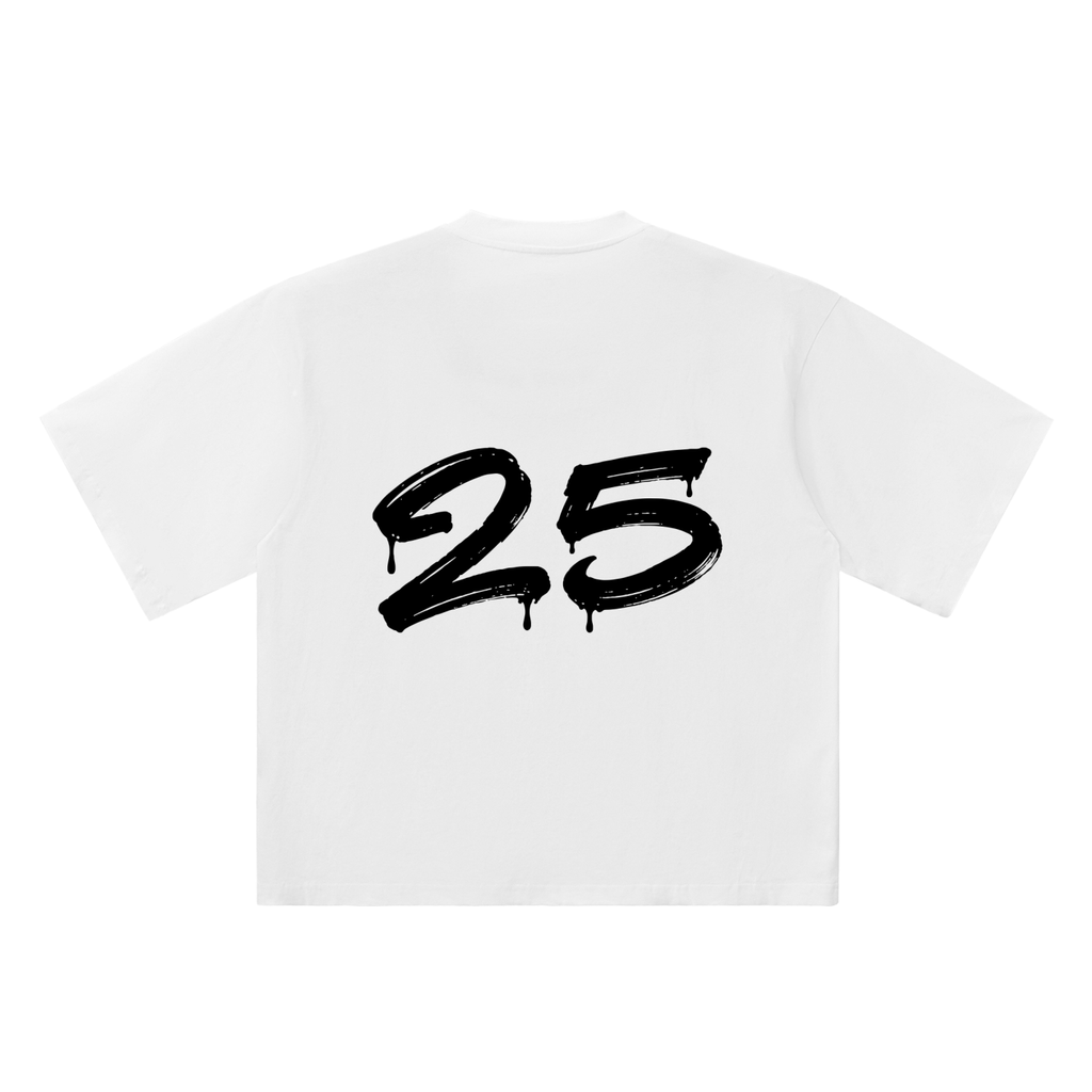 25 Marker Flow white oversized T-shirt, 250 gsm, back graphic
