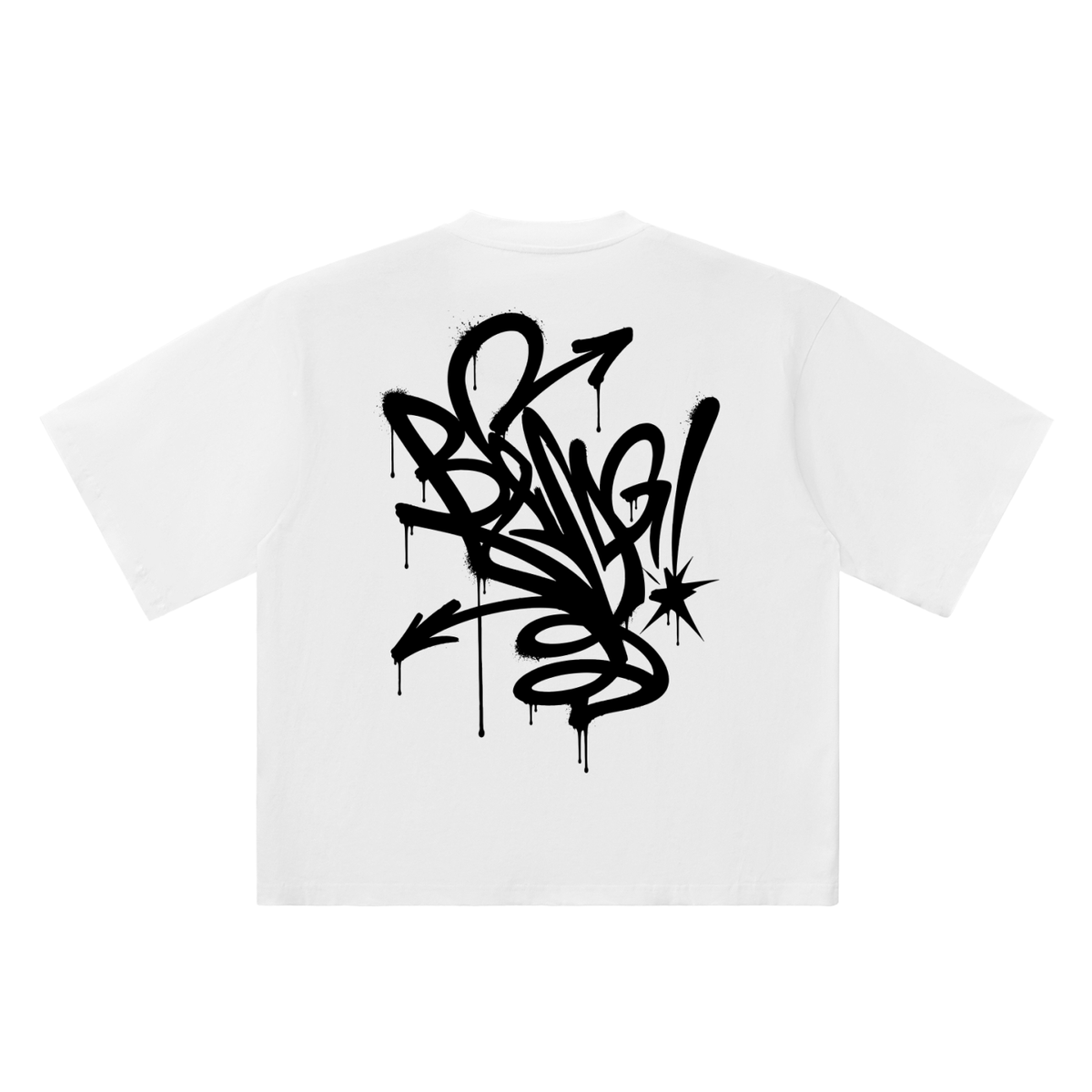 BANG! Spray Loop white oversized T-shirt, 250 gsm, back graphic