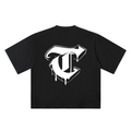 T Old English Street Ink black oversized T-shirt, 250 gsm, back graphic