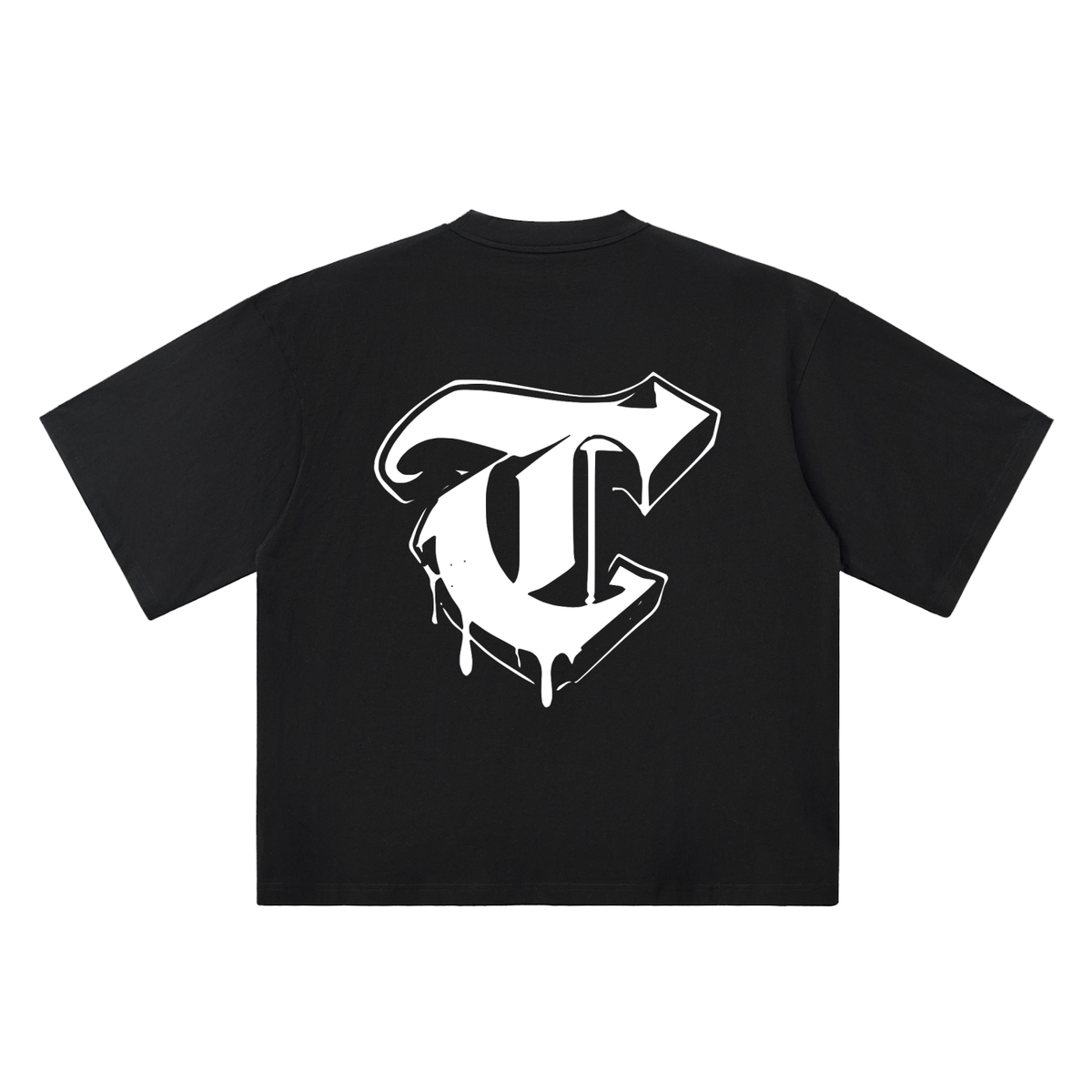 T Old English Street Ink black oversized T-shirt, 250 gsm, back graphic
