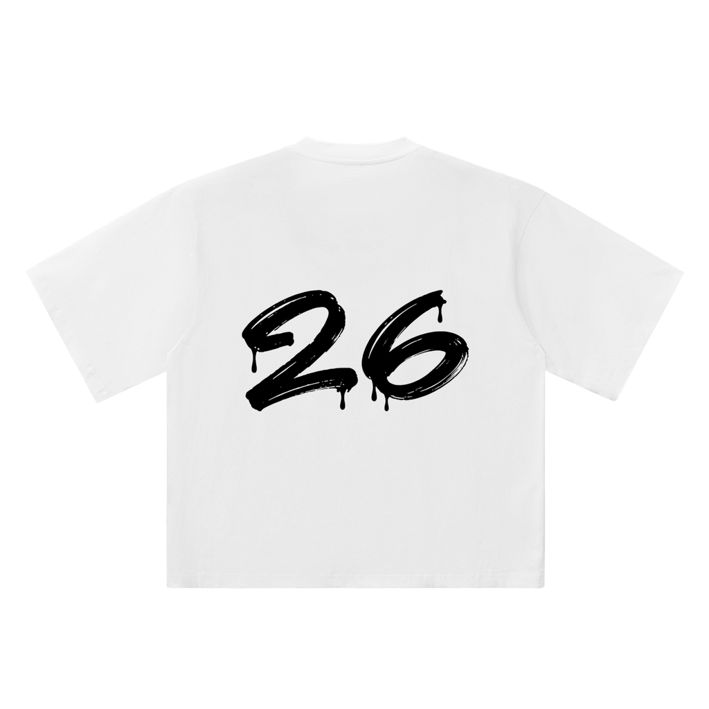 26 Marker Flow white oversized T-shirt, 250 gsm, back graphic