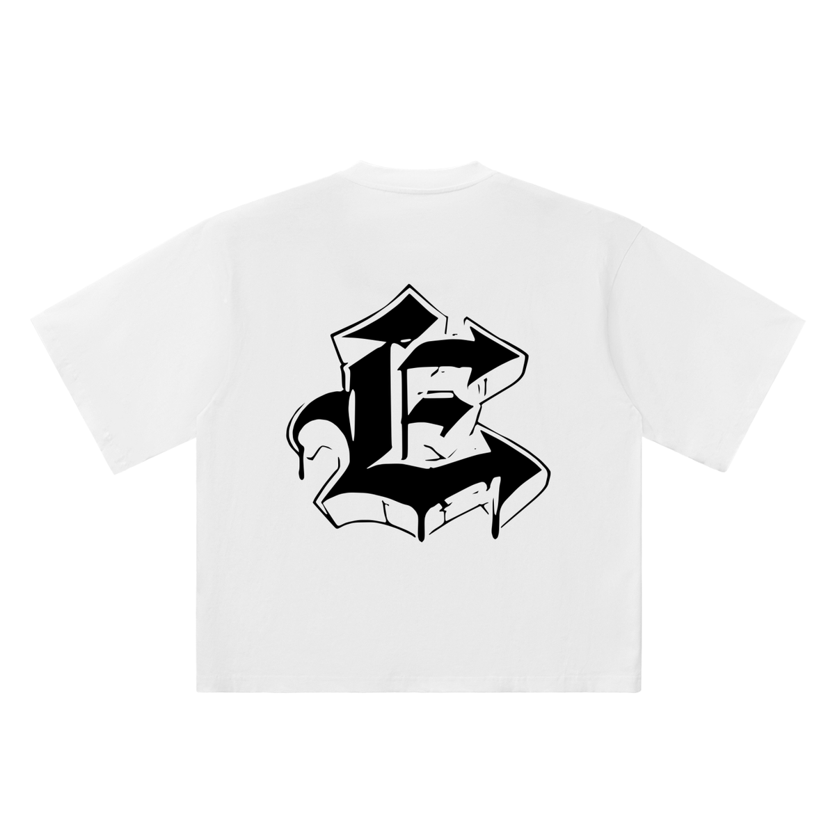 E Old English Street Ink white oversized T-shirt, 250 gsm, back graphic