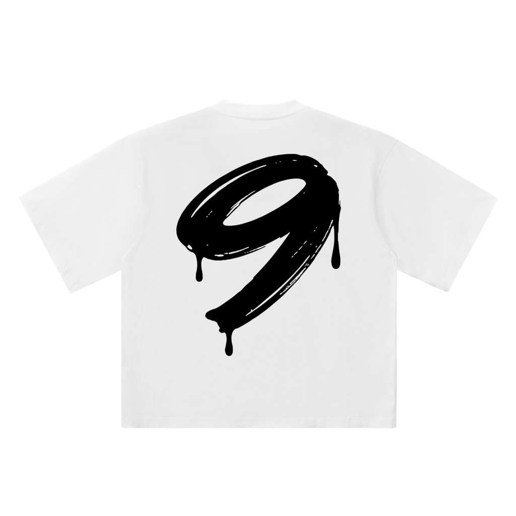 Number 9 Marker Flow white oversized T-shirt, 250 gsm, back graphic