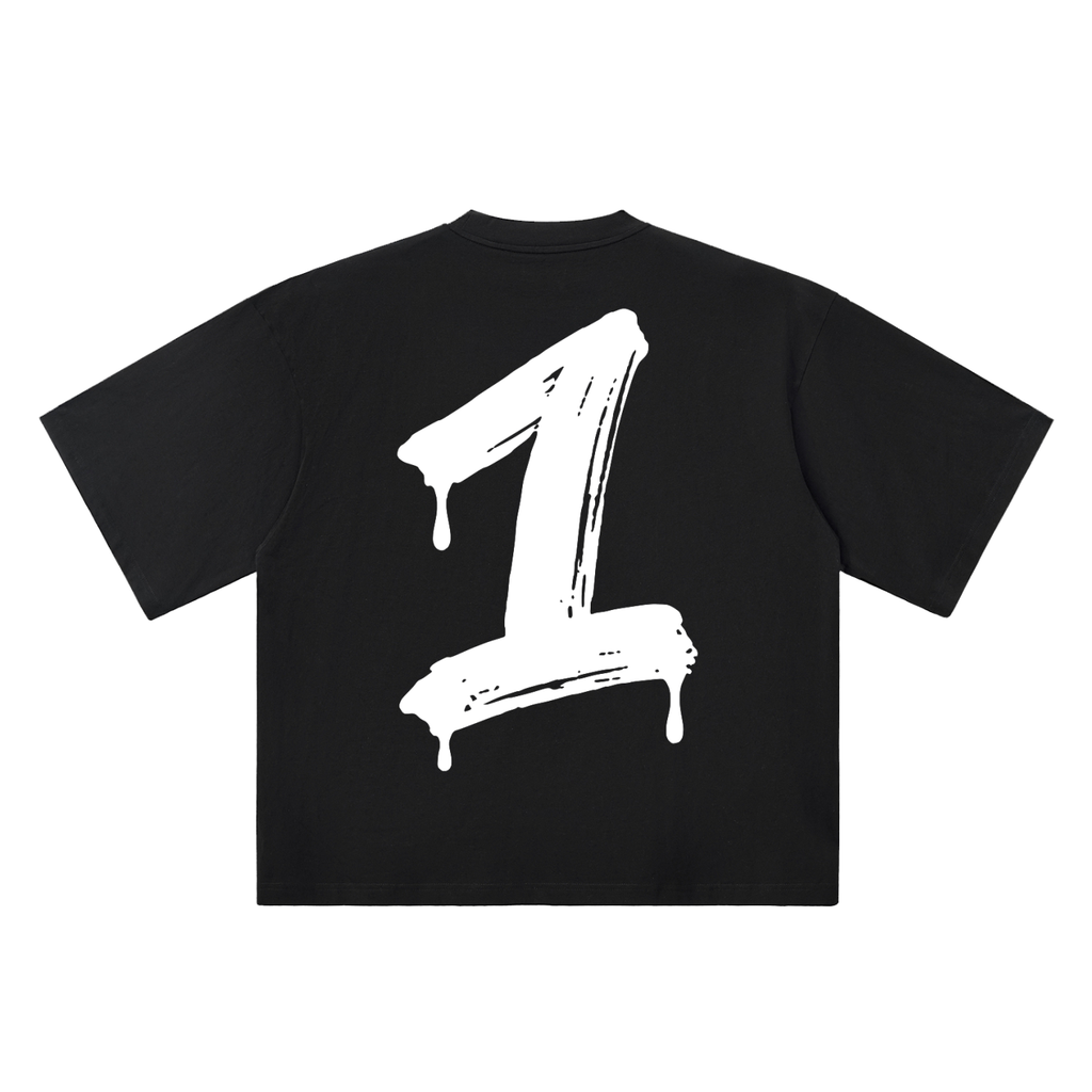 Number 1 Marker Flow black oversized T-shirt, 250 gsm, back graphic