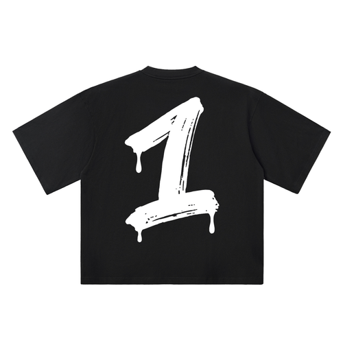 Number 1 Marker Flow black oversized T-shirt, 250 gsm, back graphic
