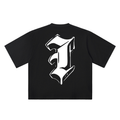I Old English Street Ink black oversized T-shirt, 250 gsm, back graphic