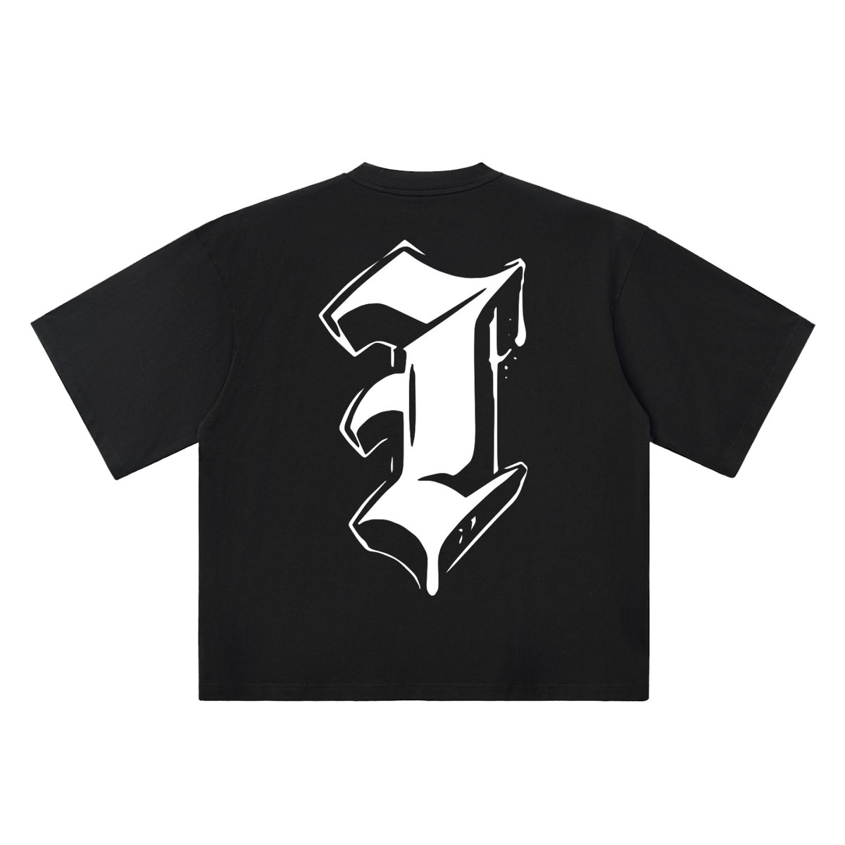 I Old English Street Ink black oversized T-shirt, 250 gsm, back graphic