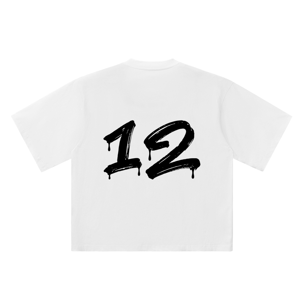 Number 12 Marker Flow white oversized T-shirt, 250 gsm, back graphic