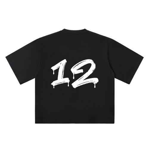 Number 12 Marker Flow black oversized T-shirt, 250 gsm, back graphic