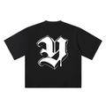 Y Old English Street Ink black oversized T-shirt, 250 gsm, back graphic