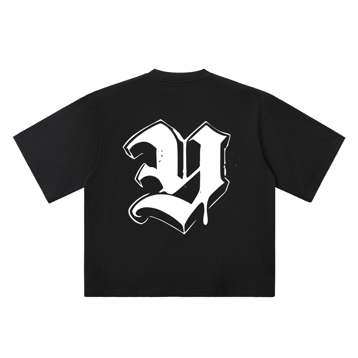 Y Old English Street Ink black oversized T-shirt, 250 gsm, back graphic
