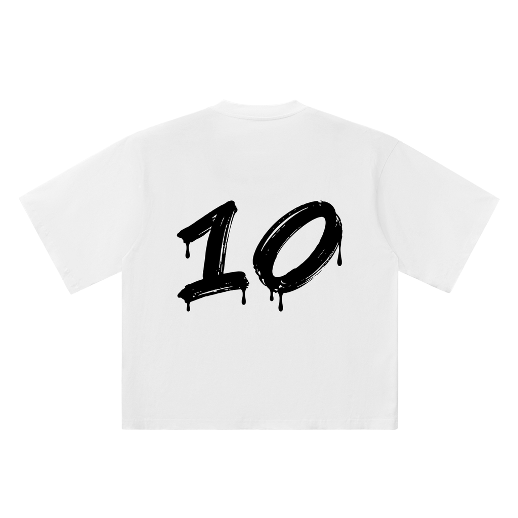 Number 10 Marker Flow white oversized T-shirt, 250 gsm, back graphic