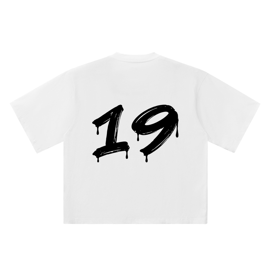 Number 19 Marker Flow white oversized T-shirt, 250 gsm, back graphic