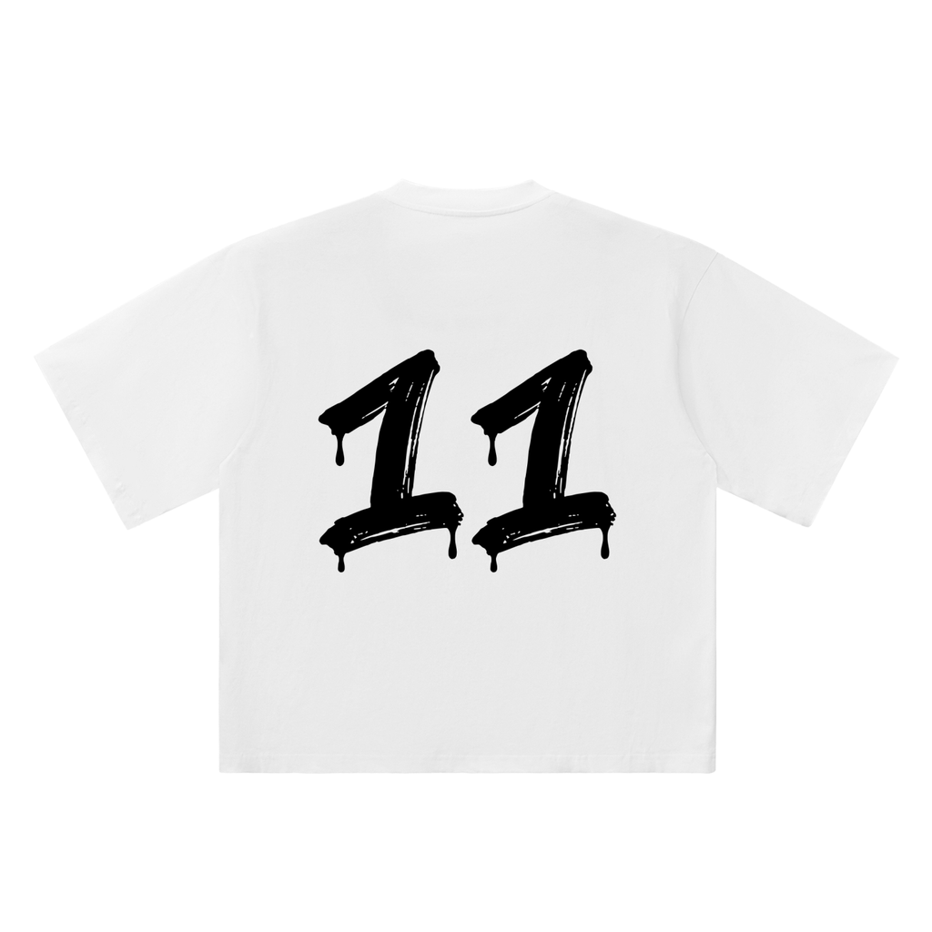 Number 11 Marker Flow white oversized T-shirt, 250 gsm, back graphic