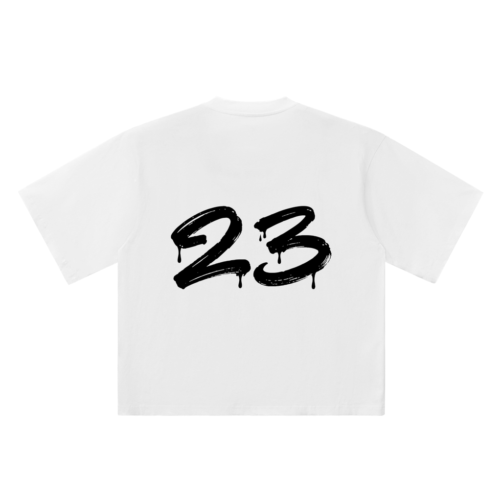 23 Marker Flow white oversized T-shirt, 250 gsm, back graphic